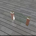 Building Exterior Wall Design Featuring Red Brick Pillars And Green Metal Gate