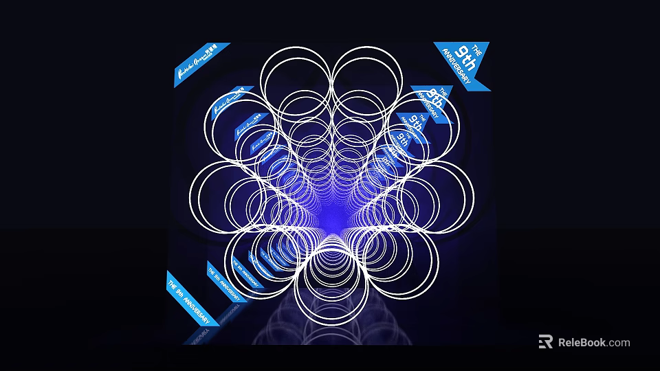 Symmetric Spiral Structure With White Rings Blue Light Center And Discount Tags 15 Percent Off 3d model 
