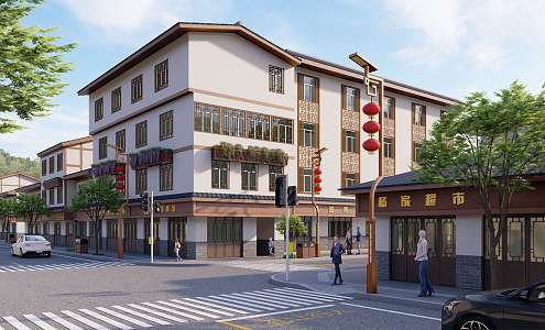 New Chinese Commercial Street Building 3d model