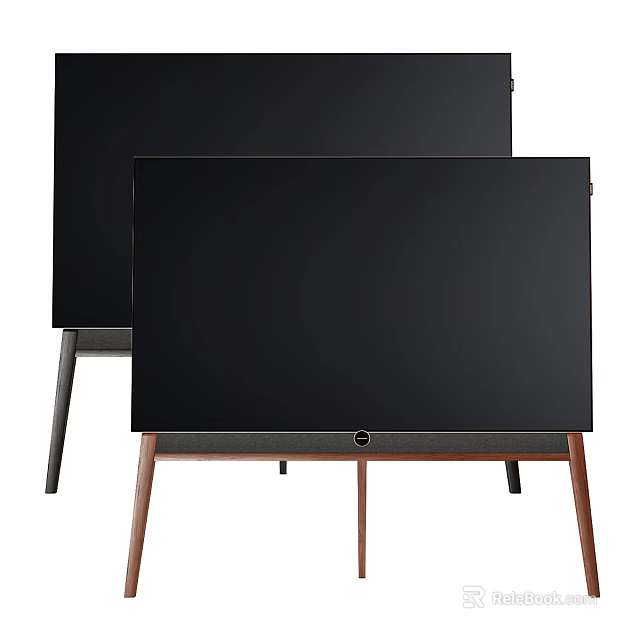 Modern Black TVs With Wooden Stand And Slim Screen Design For Living Room 3d model 