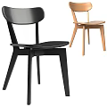 Modern Simple Wooden Dining Chair with Light Wood Finish and Curved Backrest