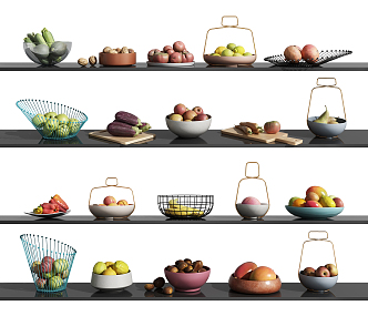 Modern fruit vegetable fruit kitchen ornaments combination 3d model