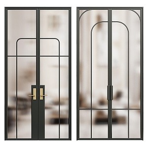 Modern double door glass double door 3d model