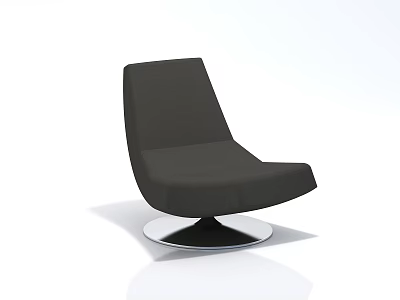 Modern Black Leisure Chair With Curved Upholstered Design And Round Metal Base 3d model