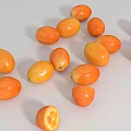 Assorted Fresh Fruits with Whole Sliced Pomegranates Plums Oranges and Scattered Kumquats