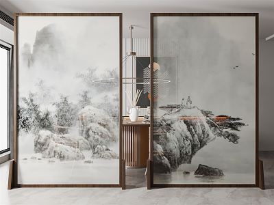 New Chinese Style Partition Landscape Painting Screen Partition model