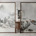 New Chinese Style Partition Landscape Painting Screen Partition 3d model