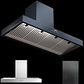 Sleek Modern Kitchen Appliances Featuring Wine Cooler Range Hood And Cooktop 3d model