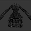 Vintage Elegant Dress With Intricate Patterns Long Sleeves High Waist And Ruffled Skirt