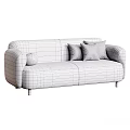 Modern Sofa Interior With Grey And Beige Couches And Decorative Pillows 3d model
