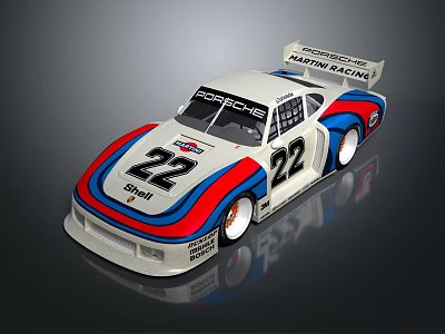 Porsche Martini Racing Race Car Number 22 White With Red Blue Stripes 3d model