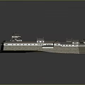 3D Model of Traditional Japanese Castle Featuring Stone Walls Towers and Green Courtyard