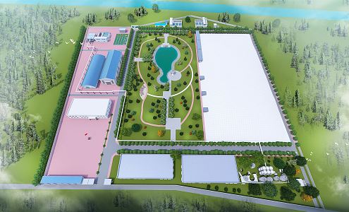 Modern Factory Workshop Park 3d model