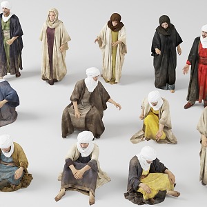 Persian Arabs Desert Characters Middle Eastern Characters Saudis Traditional Arabian Gutra 3d model