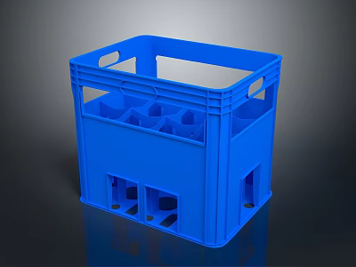 Blue Plastic Storage Crate With Handles And Compartments For Home Organization 3d model