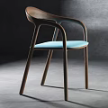 Stylish Modern Leisure Chair With Ergonomic Design Wooden Frame And Blue Cushion