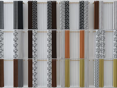Stylish Colored Patterned And Textured Curtains For Home Interior Decor Choices 3d model