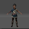 Adventurous Female Character With Blue Shawl And White Top And Her Animal Companion