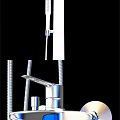 Modern Chrome Shower System With Top Sprayer Handheld Shower And Storage Shelf 3d model