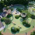 Modern Children's Play Area Forest Theme Children's Park Log Theme Children's Park Mushroom Frame Playground Equipment Paddling Pool Climbing Frame 3d model