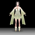 Game Movie Character Wearing Light Green Off Shoulder Outfit Long Sleeves Short Skirt Matching Boots