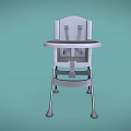 Light Colored Kids High Chair With Tray And Metal Frame Simple Design