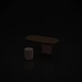 Wooden Dressing Table with Oval Top Drawer Cabinet and Round Stool 3d model
