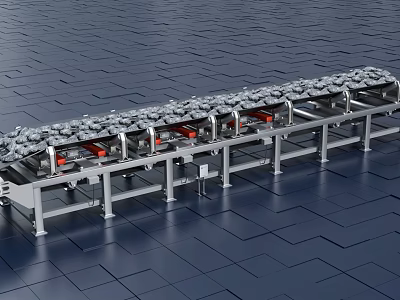Industrial Production Line Equipment With Mechanical Arms And Conveyor Belt Structure 3d model