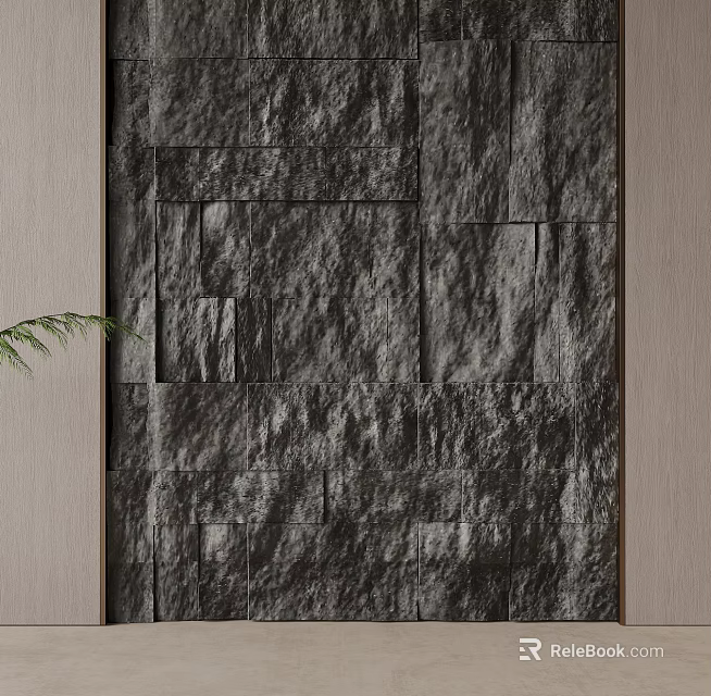 Natural Stone Background Wall Featuring Irregular Panel Design And Rough Texture 3d model 
