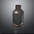 Metallic Silver Gas Cylinder With Cylindrical Body Top Opening And Base