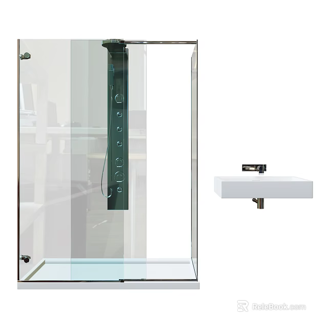 Modern Shower Sauna Interior Design With Glass Enclosure And Sleek Fixtures 3d model 
