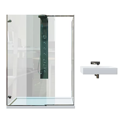 Modern Shower Sauna Interior Design With Glass Enclosure And Sleek Fixtures 3d model