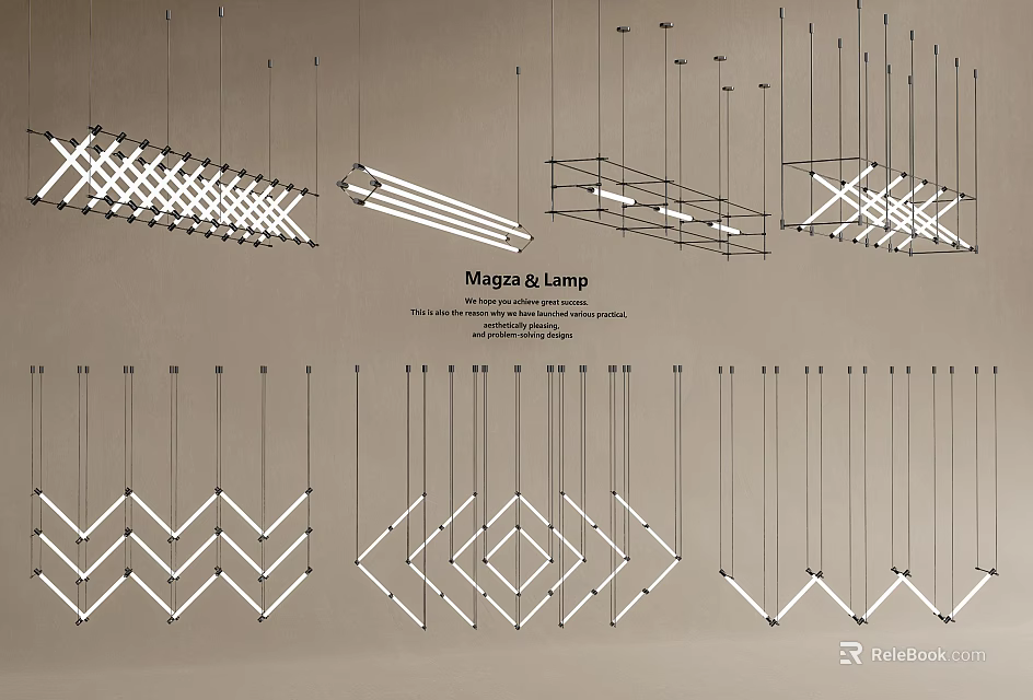 Modern Geometric Pendant Light Designs Featuring Various Creative Hanging Shapes 3d model 