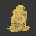 Decorative Gnome Figure Sitting On Treasure Chest With Scattered Gold Coins