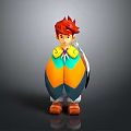 Cartoon Character With Red Hair Yellow Blue Outfit Green Collar And Brown Shoes