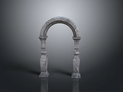Traditional Stone Archway Architectural Element With Ornate Columns And Carved Details 3d model