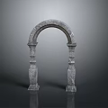 Traditional Stone Archway Architectural Element With Ornate Columns And Carved Details
