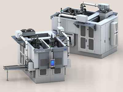 Advanced Automated Dual Industrial Equipment Units With Digital Control Panel Metal Doors And Conveyor System 3d model