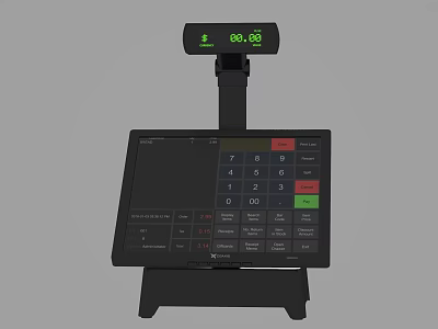 Commercial POS System With LED Screen Touchscreen And Digital Keypad For Business 3d model