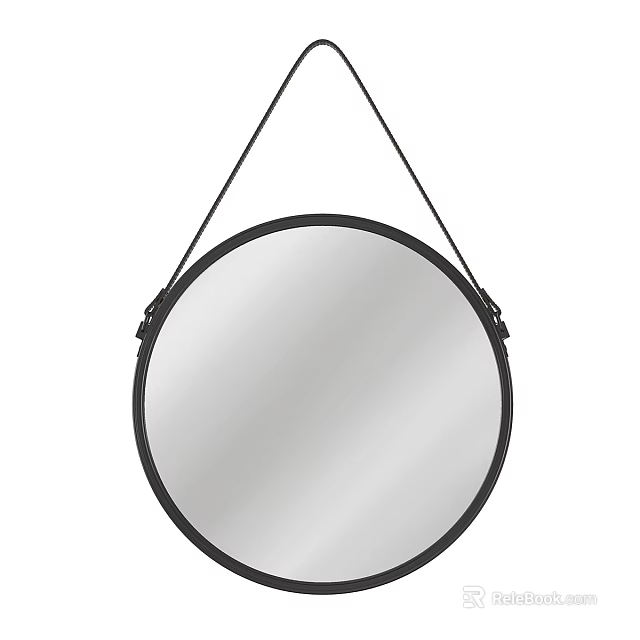 Round Hanging Mirror With Black Frame For Modern Home Decor 3d model 