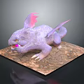 Purple Fantasy Creature With Pink Wings Sharp Teeth And Claws On Cracked Ground