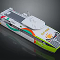 Fast Ferry Water Transport With Modern Design Green Orange White Colors For Tourist Travel