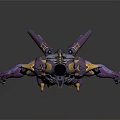 Purple and Gold Sci Fi Battle Armor With Intricate Design And Futuristic Structure
