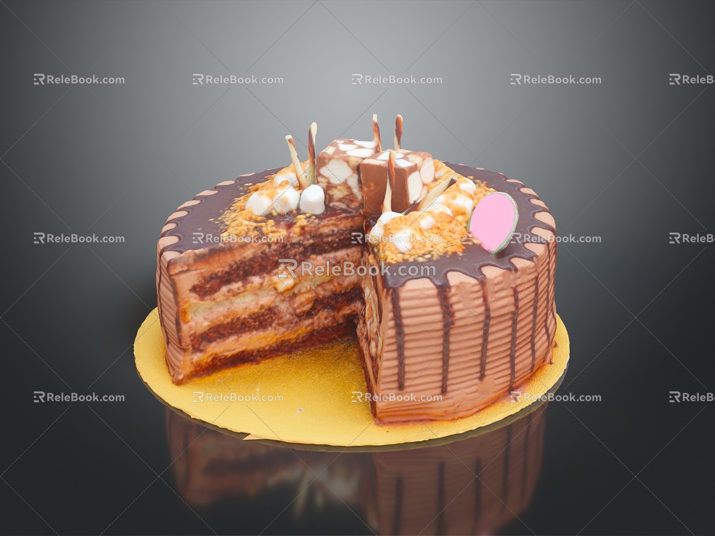 Birthday Cake Chocolate Cake Dessert Mermaid Cake Cake Cream Cake West Point Snack 3d model