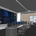modern monitoring room monitoring center control center 3d model