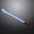 Sharp Long Weapon Knife With Serrated Metal Blade And Wooden Handle
