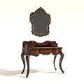 Elegant Vintage Dressing Table With Ornate Mirror And Curved Carved Legs