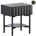 Modern Black Oak Bedside Table With Pleated Drawer Front Round Lower Shelf And Sturdy Legs