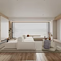 Modern Living Room Interior With White Sofa Large Window And Wooden Floor