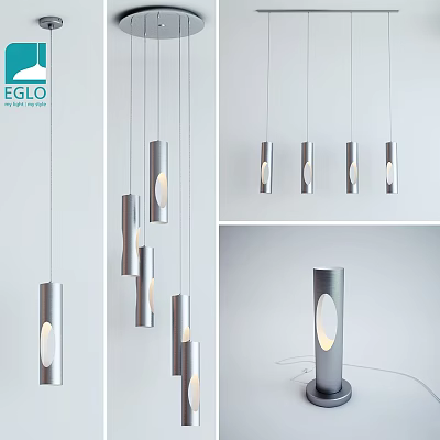 Modern Multiple Cylindrical Pendant Lights With Sleek Metal Design Hanging In Contemporary Style 3d model